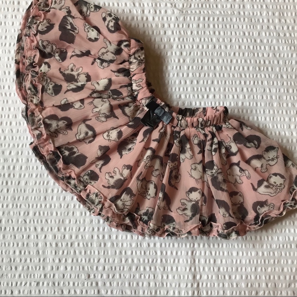 NWT-Twirly Pink Kitten Print Full Skirt